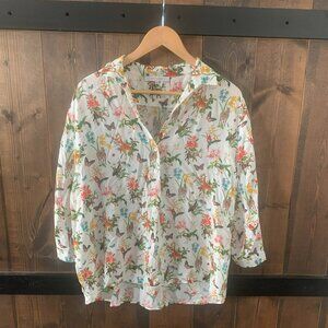La Fée Maraboutée Women's Animal Print Button Down Shirt Size M